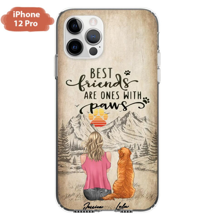 Custom Personalized Dog Mom Phone Case - Upto 5 Dogs - Gift Idea For Mother's Day/Dog Lovers - Best Friends Are Ones With Paws - Case For iPhone And Samsung