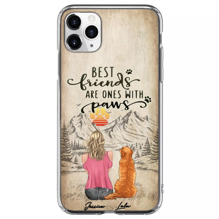 Custom Personalized Dog Mom Phone Case - Upto 5 Dogs - Gift Idea For Mother's Day/Dog Lovers - Best Friends Are Ones With Paws - Case For iPhone And Samsung