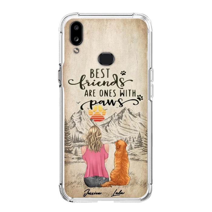 Custom Personalized Dog Mom Phone Case - Upto 5 Dogs - Gift Idea For Mother's Day/Dog Lovers - Best Friends Are Ones With Paws - Case For iPhone And Samsung