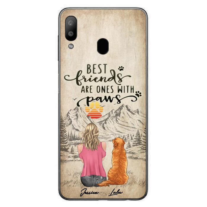 Custom Personalized Dog Mom Phone Case - Upto 5 Dogs - Gift Idea For Mother's Day/Dog Lovers - Best Friends Are Ones With Paws - Case For iPhone And Samsung