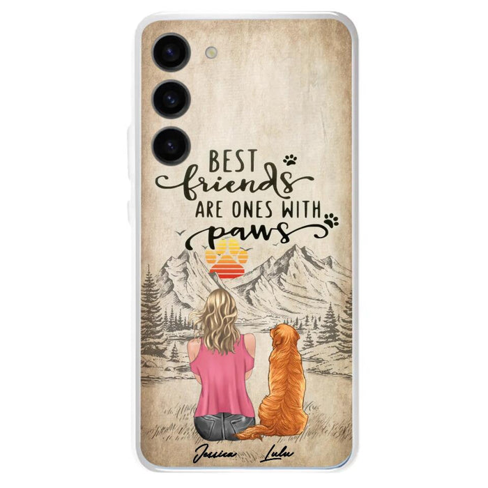 Custom Personalized Dog Mom Phone Case - Upto 5 Dogs - Gift Idea For Mother's Day/Dog Lovers - Best Friends Are Ones With Paws - Case For iPhone And Samsung