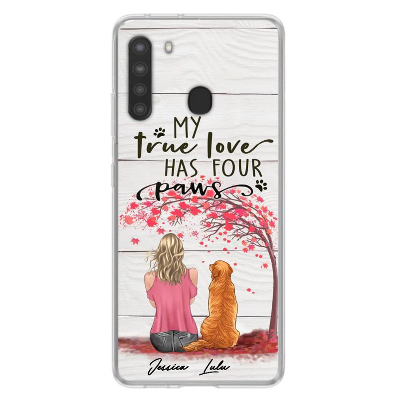 Custom Personalized Dog Mom Phone Case - Upto 5 Dogs - Gift Idea For Mother's Day/Dog Lovers - My True Love Has Four Paws - Case For iPhone And Samsung