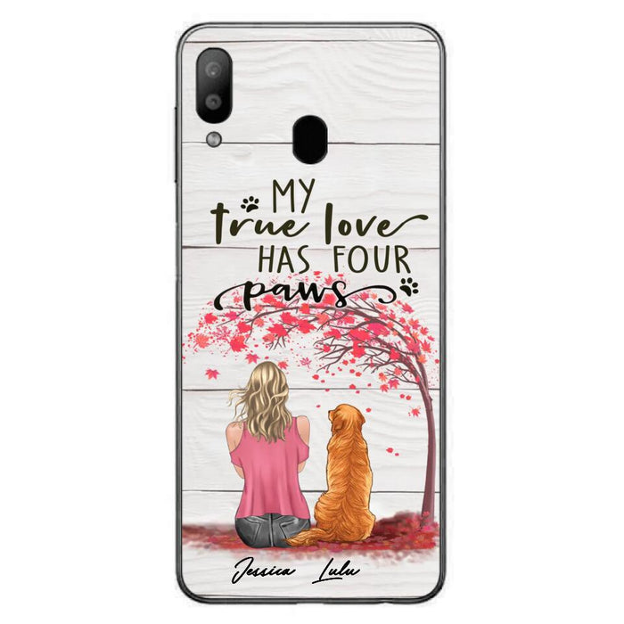 Custom Personalized Dog Mom Phone Case - Upto 5 Dogs - Gift Idea For Mother's Day/Dog Lovers - My True Love Has Four Paws - Case For iPhone And Samsung