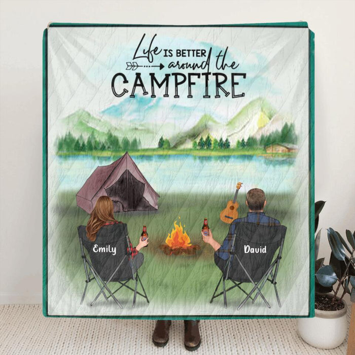 Custom Personalized Camping Blanket Gift for Whole Family, Camping Lovers - Couple with Up to 6 Pets, Parents with Up to 6 Kids, No Camper -  Camping Partners For Life