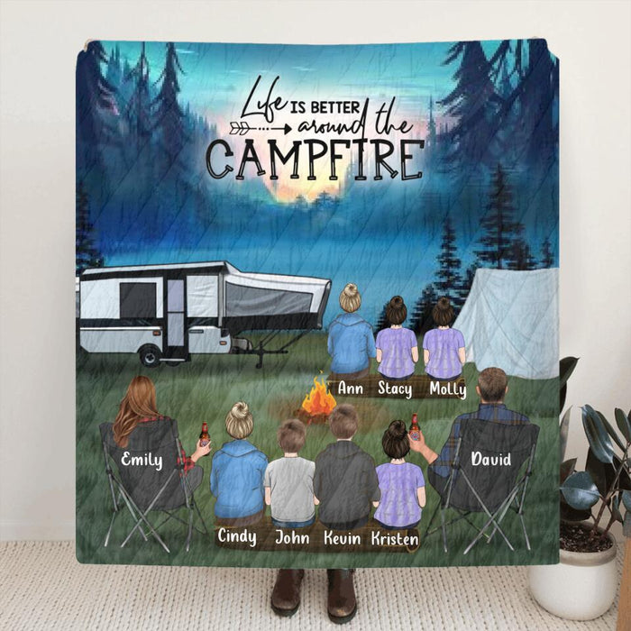 Personalized Camping Blanket - Parents Up to 9 kids and up to 2 pets - 3KFOG2