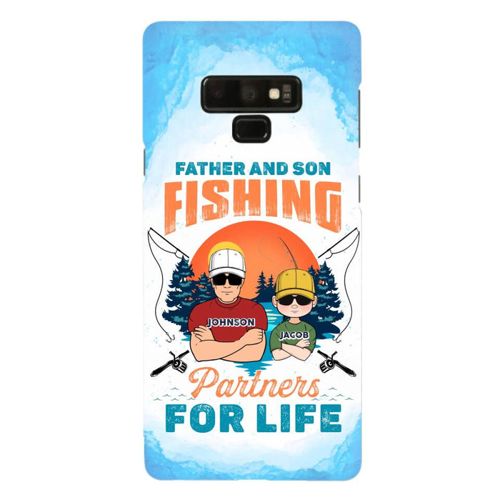 Custom Personalized Father And Son Fishing Phone Case For iPhone And Samsung - Dad With Upto 3 Children - Gift Idea For Father/ Son/ Daughter/ Father's Day/ Fishing Lover - Father And Son Fishing Partners For Life