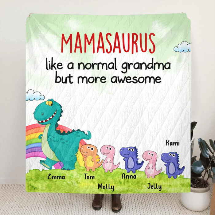 Personalized Grandmasaurus And Kids Blanket - Up to 5 Kids - Like A Normal Grandma But More Awesome