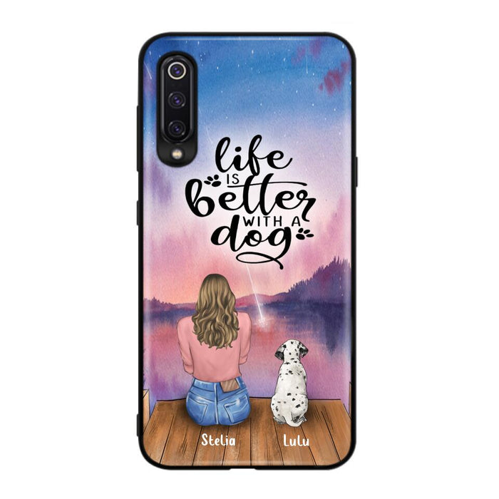 Custom Personalized Dog Mom Phone Case - Gifts For Dog Lovers With Upto 4 Dogs - Life Is Better With A Dog - Case For iPhone, Samsung And Xiaomi