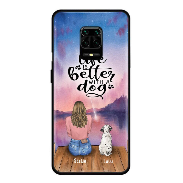 Custom Personalized Dog Mom Phone Case - Gifts For Dog Lovers With Upto 4 Dogs - Life Is Better With A Dog - Case For iPhone, Samsung And Xiaomi