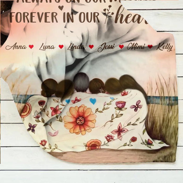 Custom Personalized Mom & Daughter Quilt/Single Layer Fleece Blanket/Pillow Cover - Gift Idea For Mother's Day - Upto 5 Children -  Always On Our Minds Forever In Our Hearts