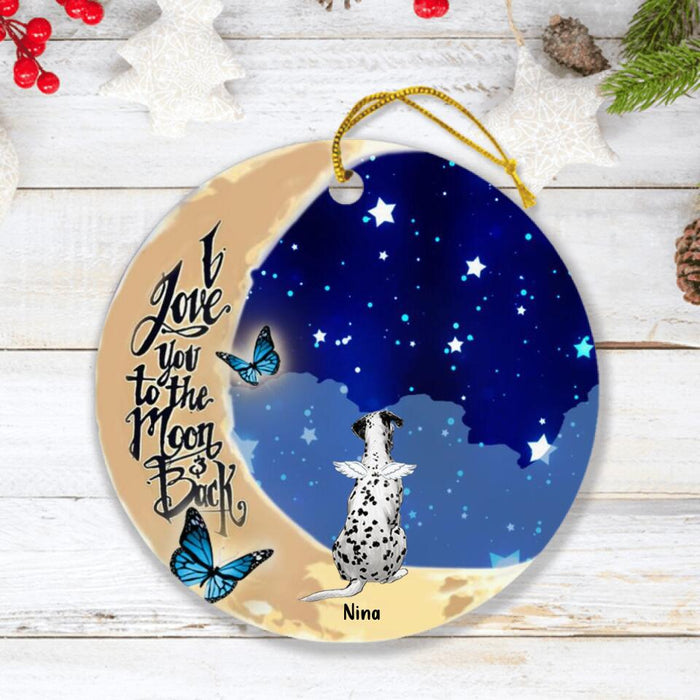 Custom Personalized Memorial Pet Ornament - Upto 5 Pets - Best Gift For Dog/Cat Lover - I Love You To The Moon & Back