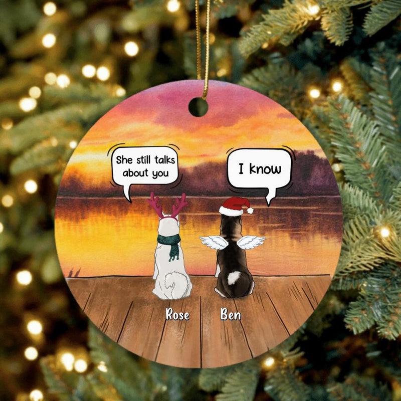 Personalized Xmas Pet Memorial Ornament - Up to 5 Dogs/Cats - Christmas Memorial Gift For Dog/Cat Lover