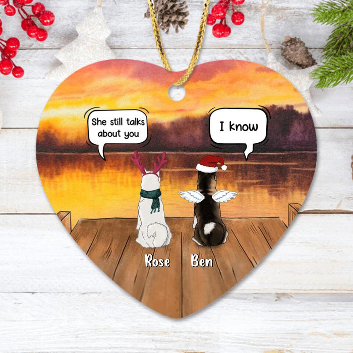 Custom Personalized Xmas Pet Memorial Ornament - Upto 5 Dogs/ Cats - Christmas Memorial Gift For Dog/ Cat Lover