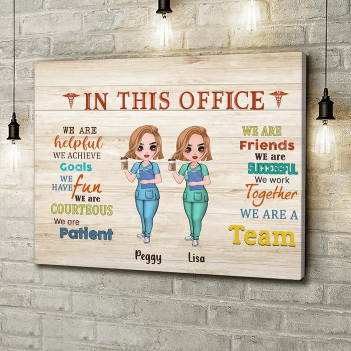 Custom Personalized Nurse Friend Canvas - Upto 7 Nurses - Gift For Nurses/ Physical Therapists/ Friends -  In This Office We Are A Team