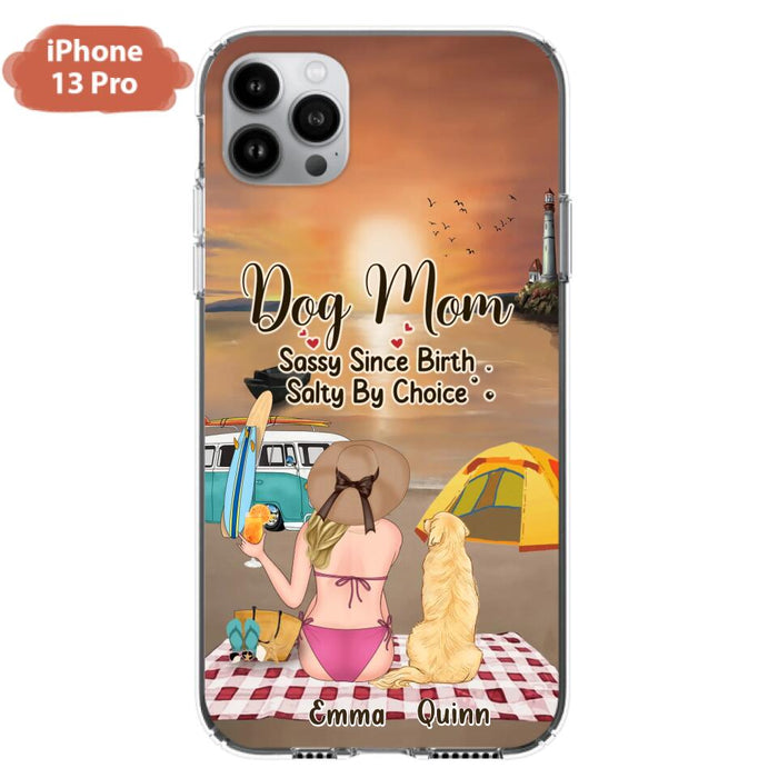 Custom Personalized Dog Mom Phone Case - Upto 4 Dogs - Mother's Day Gift Idea for Dog Lovers - Dog Mom Sassy Since Birth Salty By Choice - Case for iPhone/Samsung