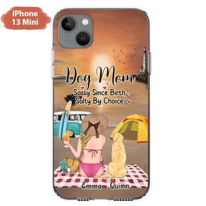 Custom Personalized Dog Mom Phone Case - Upto 4 Dogs - Mother's Day Gift Idea for Dog Lovers - Dog Mom Sassy Since Birth Salty By Choice - Case for iPhone/Samsung