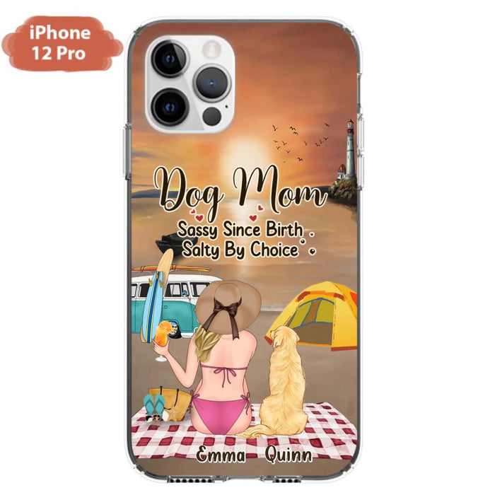 Custom Personalized Dog Mom Phone Case - Upto 4 Dogs - Mother's Day Gift Idea for Dog Lovers - Dog Mom Sassy Since Birth Salty By Choice - Case for iPhone/Samsung