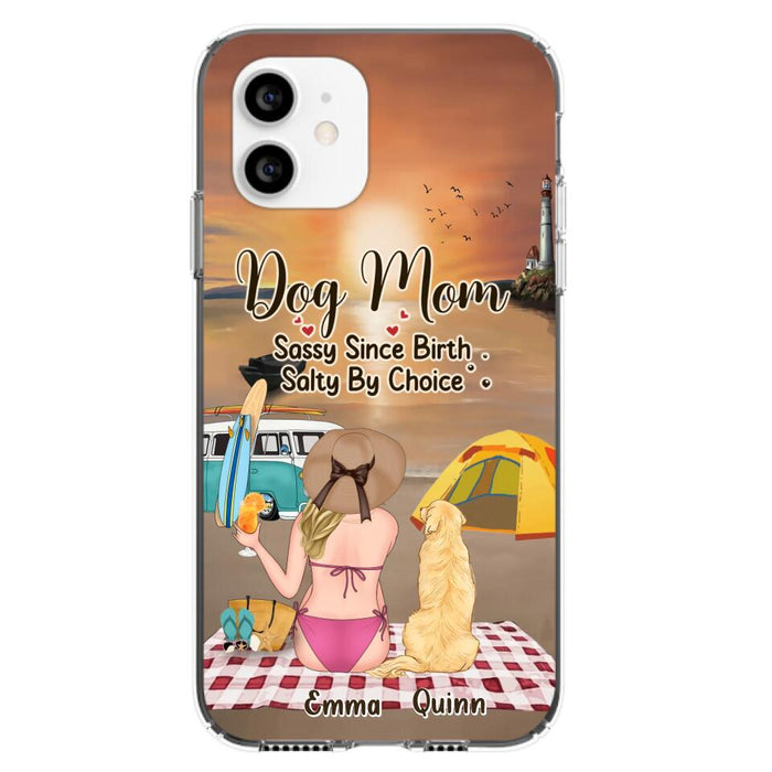 Custom Personalized Dog Mom Phone Case - Upto 4 Dogs - Mother's Day Gift Idea for Dog Lovers - Dog Mom Sassy Since Birth Salty By Choice - Case for iPhone/Samsung