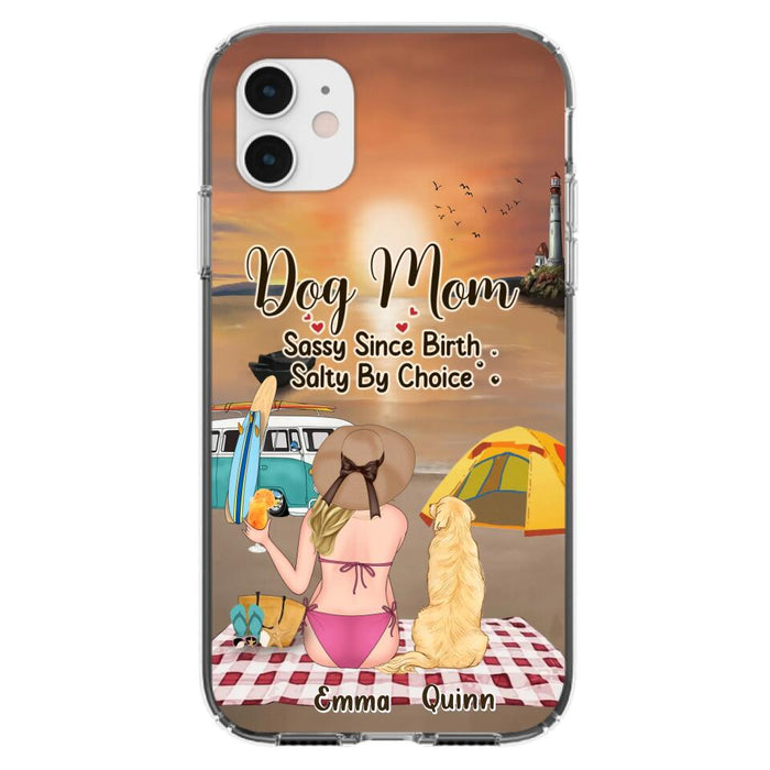 Custom Personalized Dog Mom Phone Case - Upto 4 Dogs - Mother's Day Gift Idea for Dog Lovers - Dog Mom Sassy Since Birth Salty By Choice - Case for iPhone/Samsung