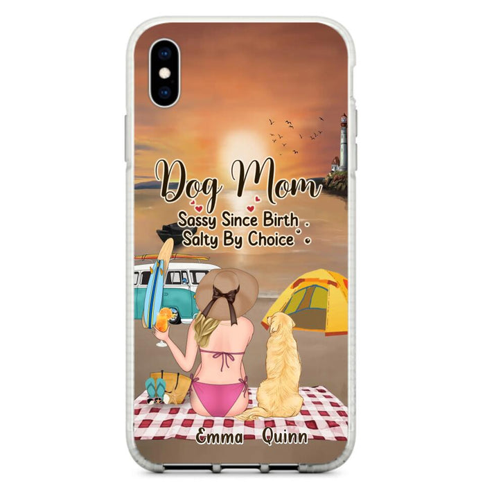 Custom Personalized Dog Mom Phone Case - Upto 4 Dogs - Mother's Day Gift Idea for Dog Lovers - Dog Mom Sassy Since Birth Salty By Choice - Case for iPhone/Samsung