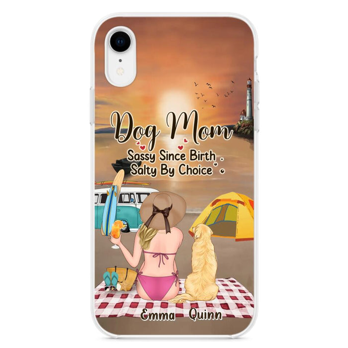 Custom Personalized Dog Mom Phone Case - Upto 4 Dogs - Mother's Day Gift Idea for Dog Lovers - Dog Mom Sassy Since Birth Salty By Choice - Case for iPhone/Samsung