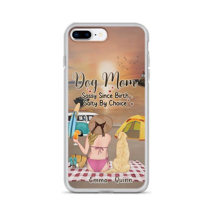 Custom Personalized Dog Mom Phone Case - Upto 4 Dogs - Mother's Day Gift Idea for Dog Lovers - Dog Mom Sassy Since Birth Salty By Choice - Case for iPhone/Samsung