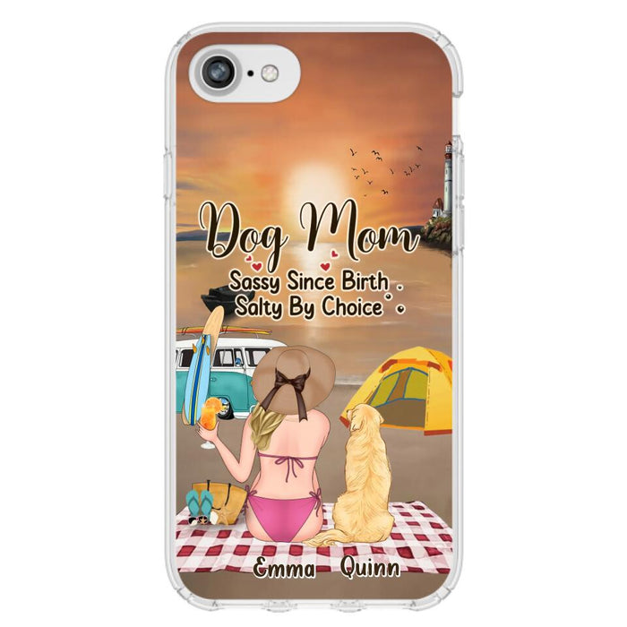 Custom Personalized Dog Mom Phone Case - Upto 4 Dogs - Mother's Day Gift Idea for Dog Lovers - Dog Mom Sassy Since Birth Salty By Choice - Case for iPhone/Samsung