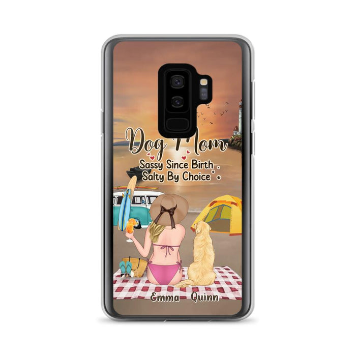 Custom Personalized Dog Mom Phone Case - Upto 4 Dogs - Mother's Day Gift Idea for Dog Lovers - Dog Mom Sassy Since Birth Salty By Choice - Case for iPhone/Samsung