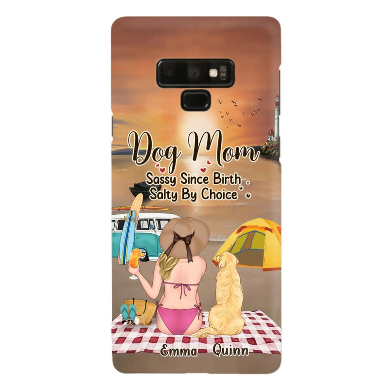 Custom Personalized Dog Mom Phone Case - Upto 4 Dogs - Mother's Day Gift Idea for Dog Lovers - Dog Mom Sassy Since Birth Salty By Choice - Case for iPhone/Samsung