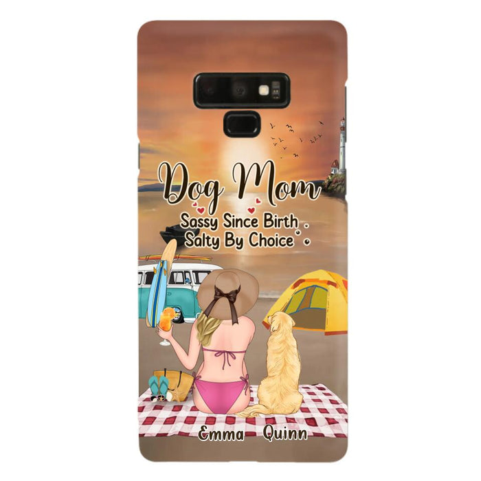 Custom Personalized Dog Mom Phone Case - Upto 4 Dogs - Mother's Day Gift Idea for Dog Lovers - Dog Mom Sassy Since Birth Salty By Choice - Case for iPhone/Samsung