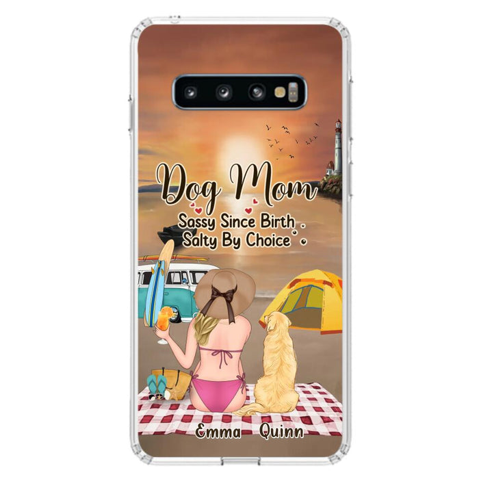 Custom Personalized Dog Mom Phone Case - Upto 4 Dogs - Mother's Day Gift Idea for Dog Lovers - Dog Mom Sassy Since Birth Salty By Choice - Case for iPhone/Samsung