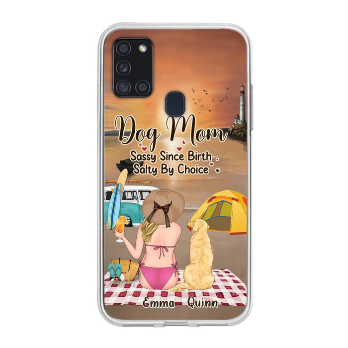 Custom Personalized Dog Mom Phone Case - Upto 4 Dogs - Mother's Day Gift Idea for Dog Lovers - Dog Mom Sassy Since Birth Salty By Choice - Case for iPhone/Samsung