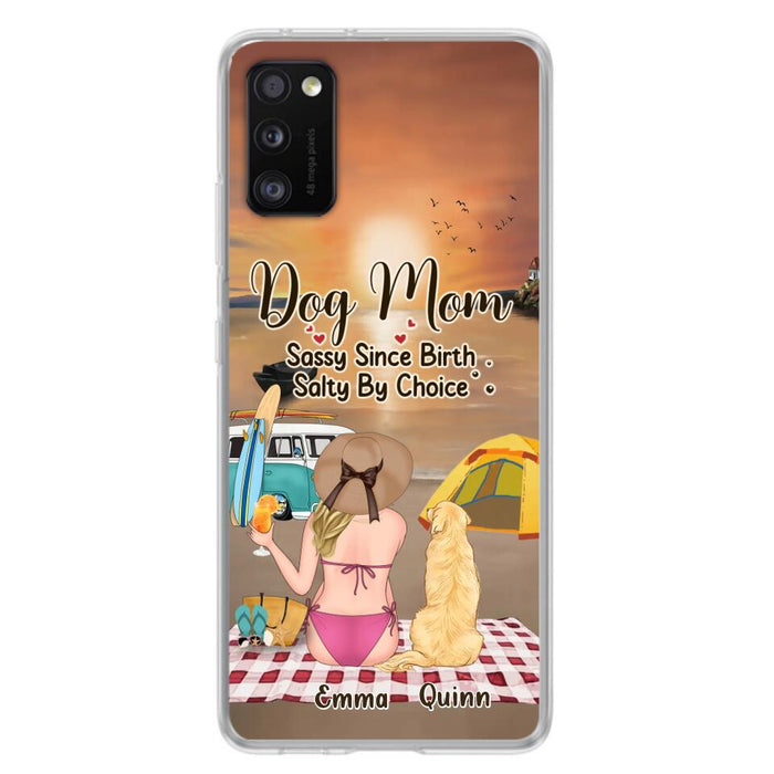 Custom Personalized Dog Mom Phone Case - Upto 4 Dogs - Mother's Day Gift Idea for Dog Lovers - Dog Mom Sassy Since Birth Salty By Choice - Case for iPhone/Samsung