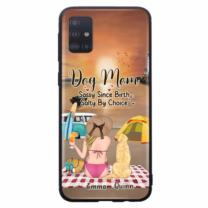 Custom Personalized Dog Mom Phone Case - Upto 4 Dogs - Mother's Day Gift Idea for Dog Lovers - Dog Mom Sassy Since Birth Salty By Choice - Case for iPhone/Samsung