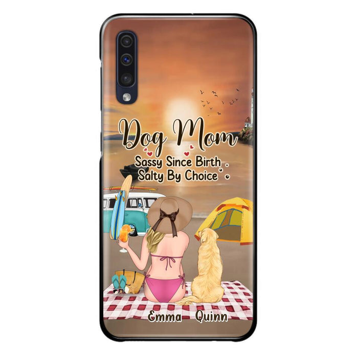 Custom Personalized Dog Mom Phone Case - Upto 4 Dogs - Mother's Day Gift Idea for Dog Lovers - Dog Mom Sassy Since Birth Salty By Choice - Case for iPhone/Samsung