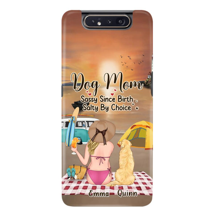 Custom Personalized Dog Mom Phone Case - Upto 4 Dogs - Mother's Day Gift Idea for Dog Lovers - Dog Mom Sassy Since Birth Salty By Choice - Case for iPhone/Samsung