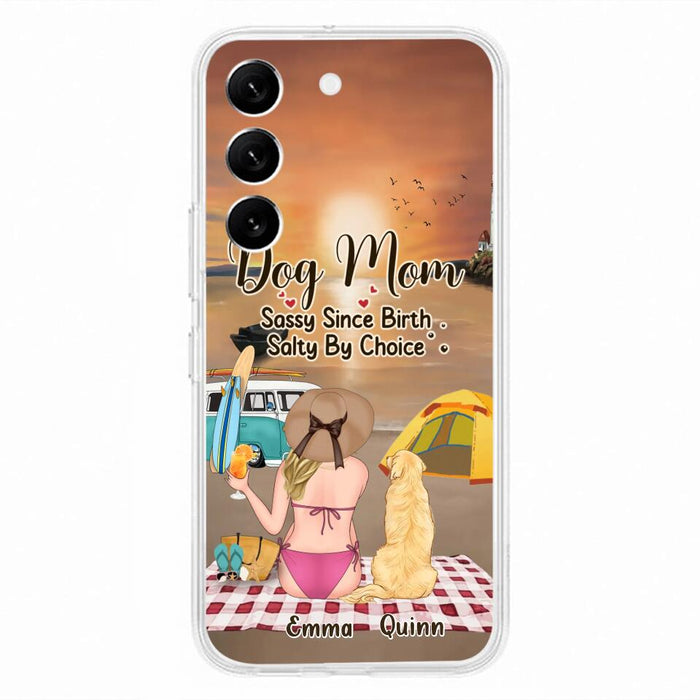 Custom Personalized Dog Mom Phone Case - Upto 4 Dogs - Mother's Day Gift Idea for Dog Lovers - Dog Mom Sassy Since Birth Salty By Choice - Case for iPhone/Samsung