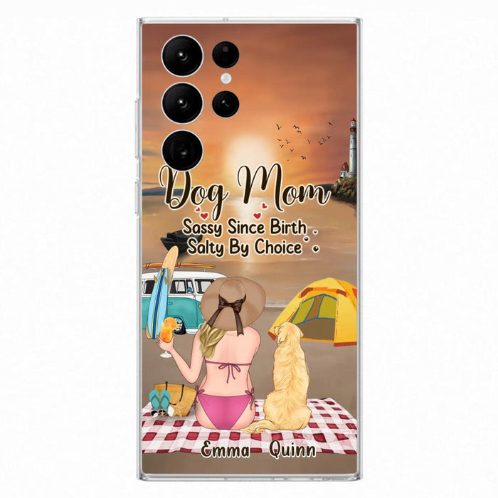 Custom Personalized Dog Mom Phone Case - Upto 4 Dogs - Mother's Day Gift Idea for Dog Lovers - Dog Mom Sassy Since Birth Salty By Choice - Case for iPhone/Samsung