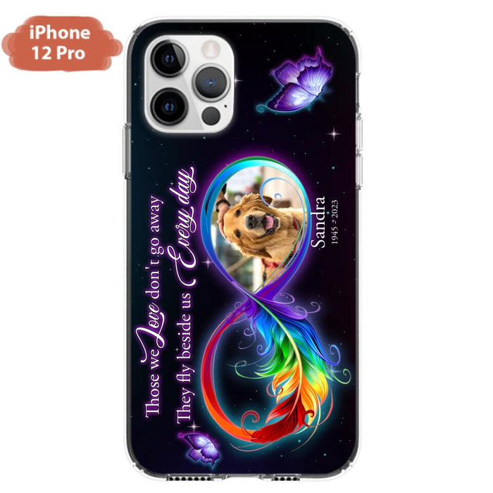 Custom Personalized Memorial Infinity Symbol Phone Case For iPhone/ Samsung - Upload Photo - Memorial Gift Idea For Father's Day/Mother's Day/ Pet Owners - Those We Love Don't Go Away