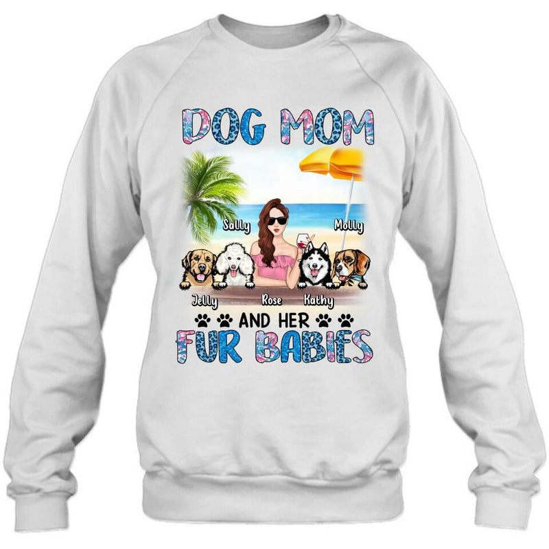 Personalized Dog Mom Summer Patterned Shirt/ Hoodie/Sweatshirt/Long sleeve - Up to 4 Dogs - Gift Idea For Dog Mom/Dog Lovers - Dog Mom And Her Fur Babies