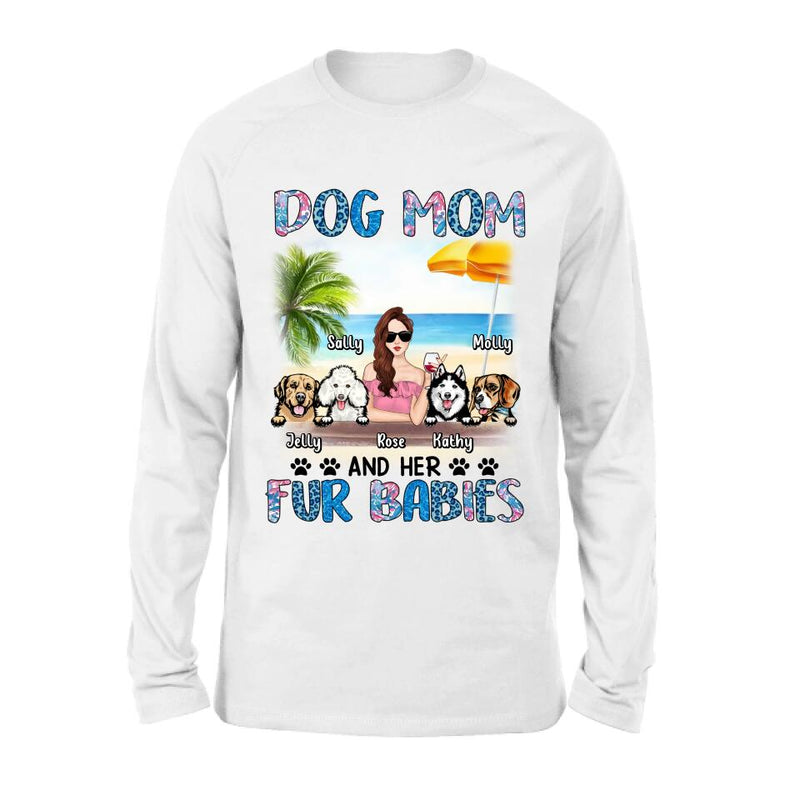 Personalized Dog Mom Summer Patterned Shirt/ Hoodie/Sweatshirt/Long sleeve - Up to 4 Dogs - Gift Idea For Dog Mom/Dog Lovers - Dog Mom And Her Fur Babies