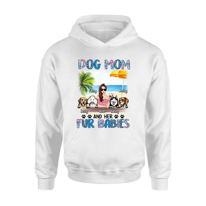 Custom Personalized Dog Mom Summer Patterned Shirt/ Hoodie/Sweatshirt/Long sleeve - Upto 4 Dogs - Gift Idea For Dog Mom/Dog Lovers - Dog Mom And Her Fur Babies