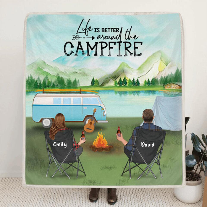 Custom Personalized Camping Blanket - Gift for whole family, camping lovers - Life Is Better Around The Campfire