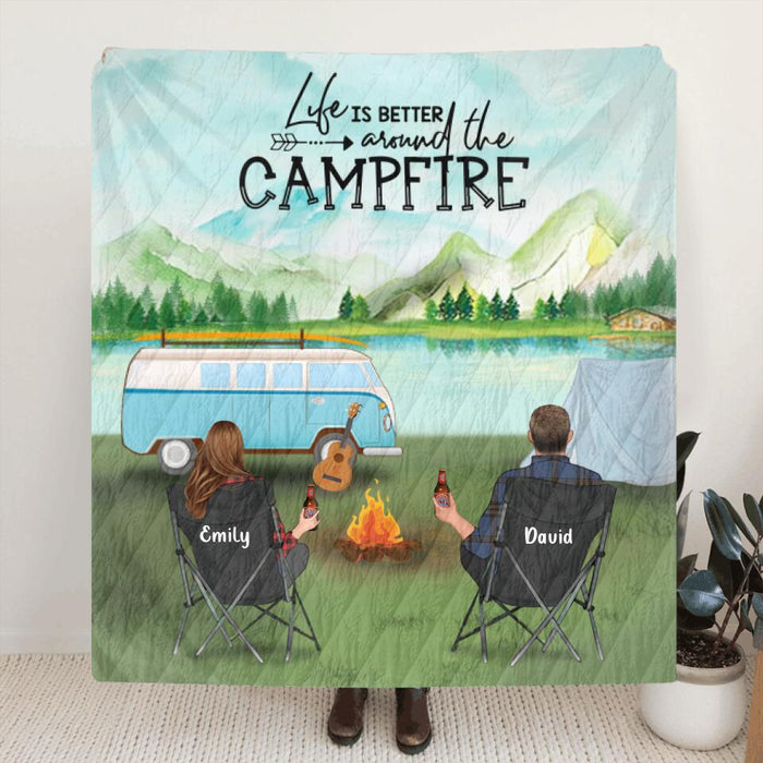 Custom Personalized Camping Blanket - Gift for the whole family, camping lover - Life Is Better Around The Campfire