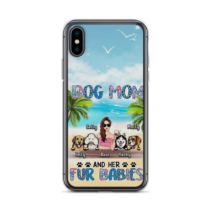 Custom Personalized Dog Mom Summer Patterned Phone Case - Upto 4 Dogs - Gift Idea For Dog Mom/Dog Lovers - Dog Mom And Her Fur Babies - Cases For iPhone/Samsung