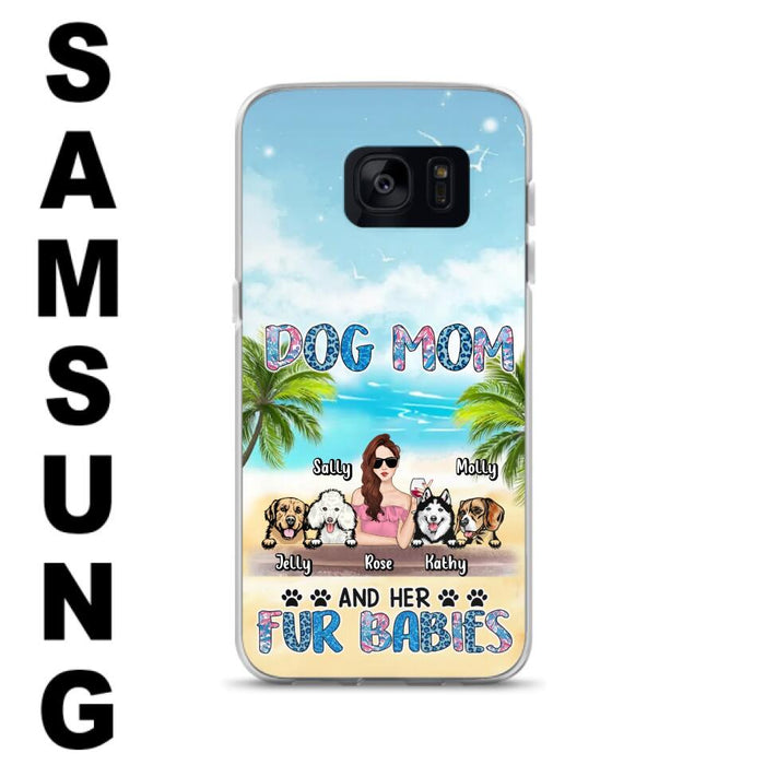 Custom Personalized Dog Mom Summer Patterned Phone Case - Upto 4 Dogs - Gift Idea For Dog Mom/Dog Lovers - Dog Mom And Her Fur Babies - Cases For iPhone/Samsung