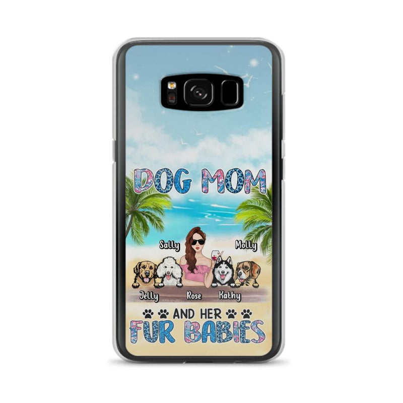 Custom Personalized Dog Mom Summer Patterned Phone Case - Upto 4 Dogs - Gift Idea For Dog Mom/Dog Lovers - Dog Mom And Her Fur Babies - Cases For iPhone/Samsung