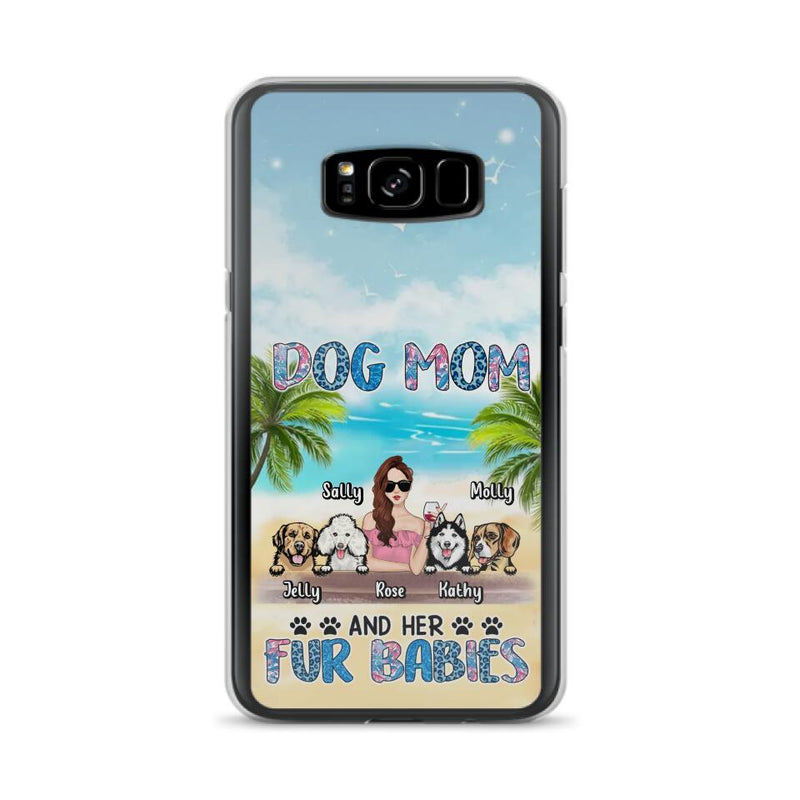 Custom Personalized Dog Mom Summer Patterned Phone Case - Upto 4 Dogs - Gift Idea For Dog Mom/Dog Lovers - Dog Mom And Her Fur Babies - Cases For iPhone/Samsung