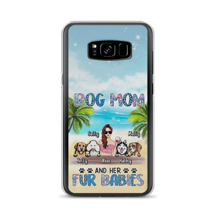 Custom Personalized Dog Mom Summer Patterned Phone Case - Upto 4 Dogs - Gift Idea For Dog Mom/Dog Lovers - Dog Mom And Her Fur Babies - Cases For iPhone/Samsung