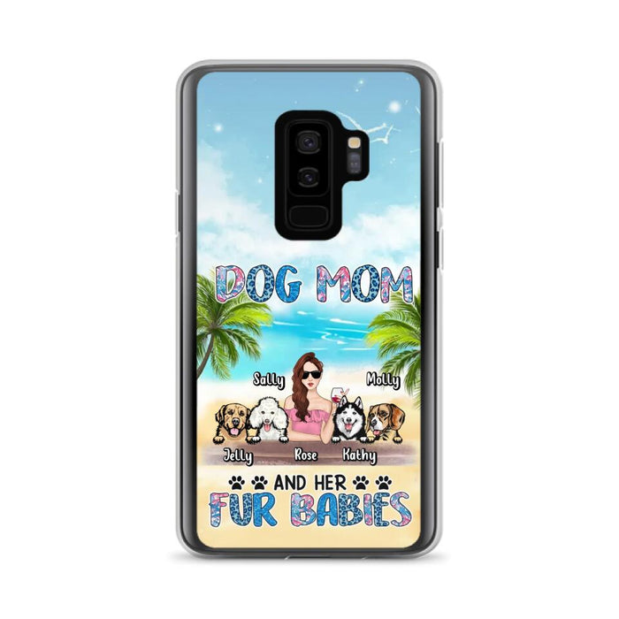 Custom Personalized Dog Mom Summer Patterned Phone Case - Upto 4 Dogs - Gift Idea For Dog Mom/Dog Lovers - Dog Mom And Her Fur Babies - Cases For iPhone/Samsung